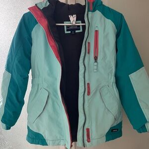 Lands' End Kids' Aqua and Coral Puffer Jacket
